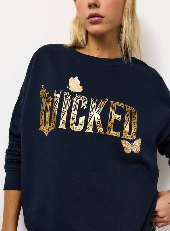Navy Wicked Graphic Print Sweatshirt M