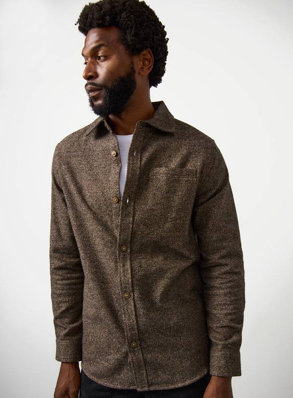 Brown Boucle Textured Overshirt XXXXL