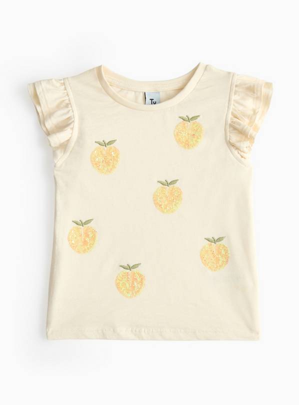 Peach Sequin Detail Frill T-Shirt 2-3 years