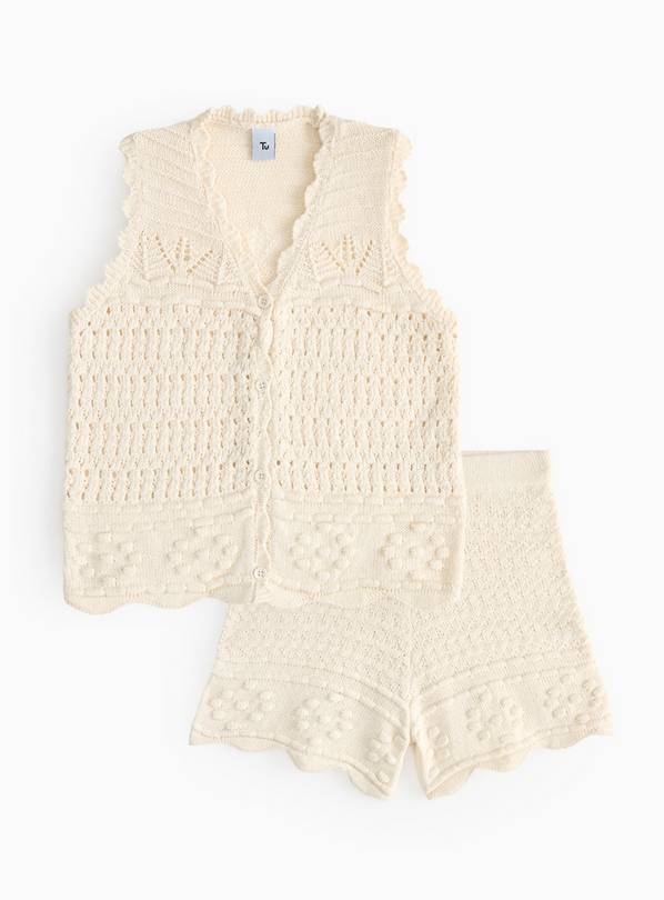 Cream Crochet Shorts Co-ord 13 years