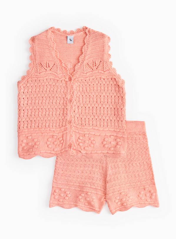  Pink Crochet Shorts Co-ord 14 years