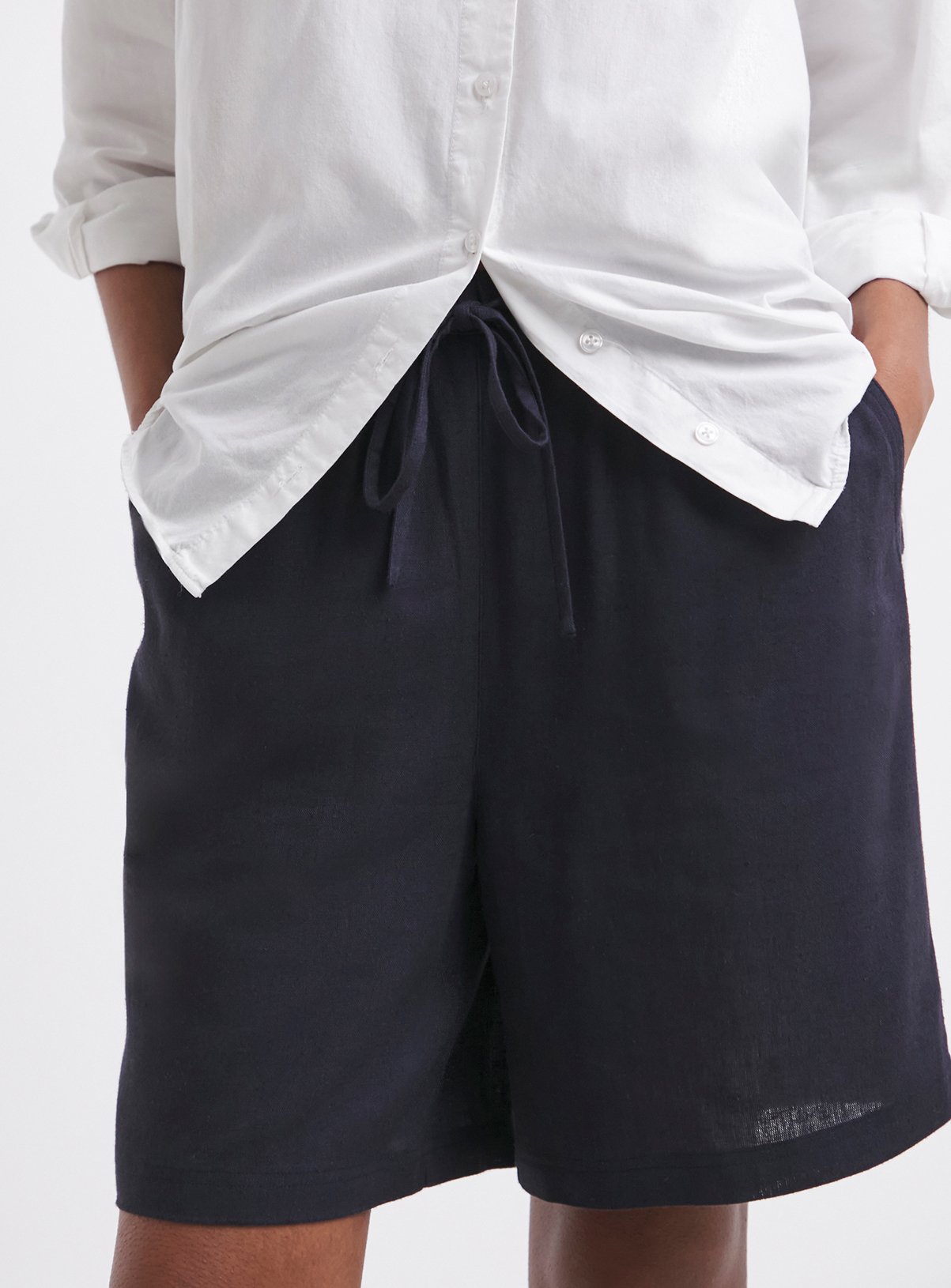 JD WILLIAMS Linen Knee Short Navy 8