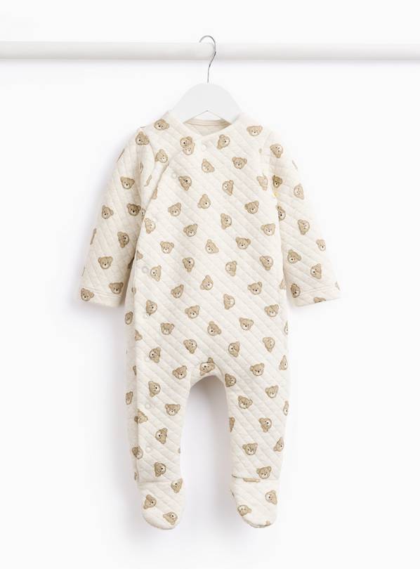 Unisex Velour Bear Print Sleepsuit 18-24 months