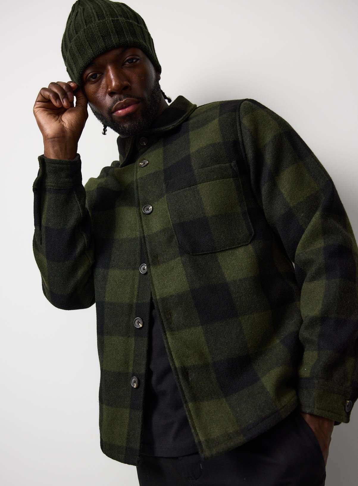 Khaki Buffalo Check Shacket XL - Image 2