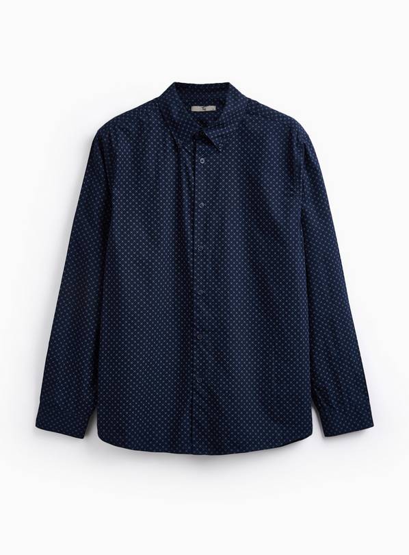 Navy Geo Print Smart Long Sleeve Shirt XXL
