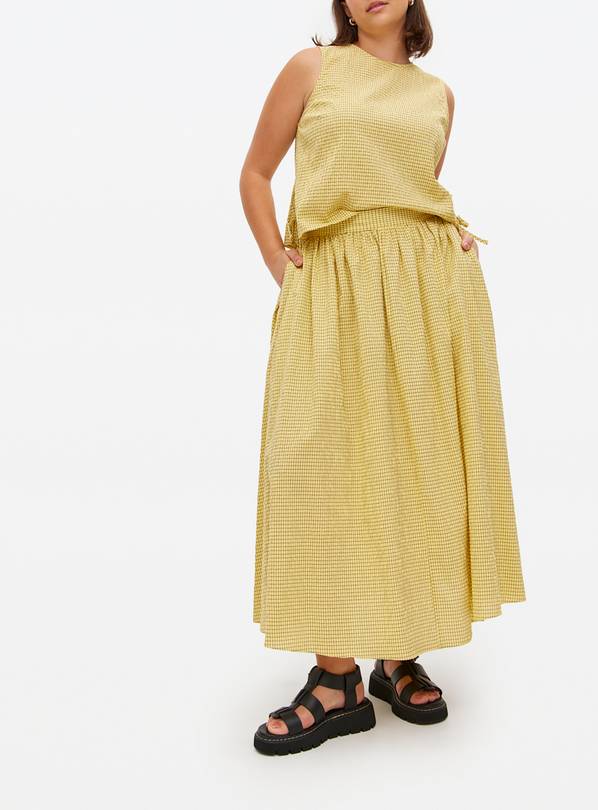 Yellow Gingham Printed Co-ord Midaxi Skirt 16