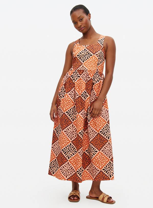 Tile Printed Poplin Midaxi Dress 16