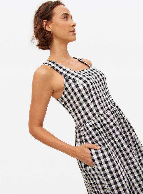 Gingham Printed Square Neck Midaxi Dress 12