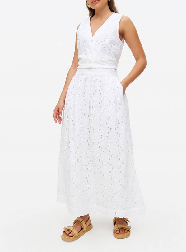 White Broderie Midi Skirt 18