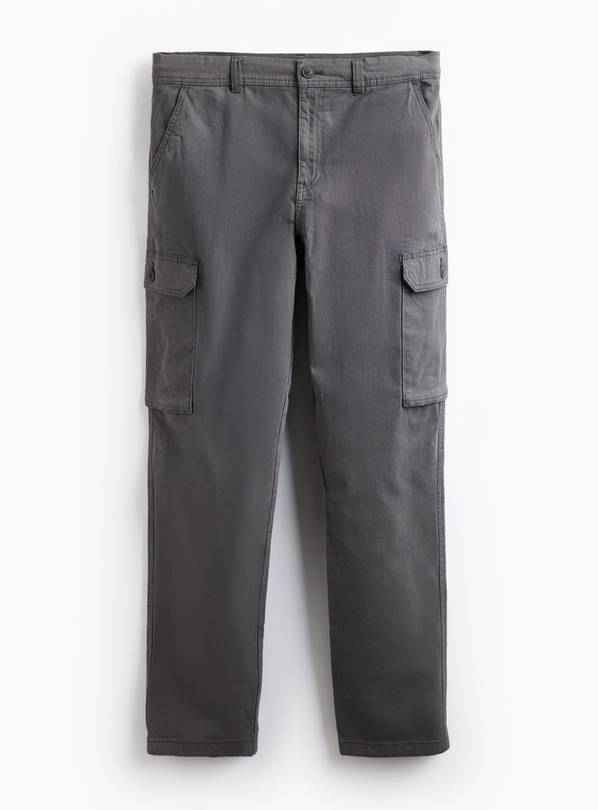 Grey Straight Leg Cargo Trousers 30S