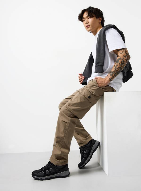 Stone Straight Leg Cargo Trousers 42S