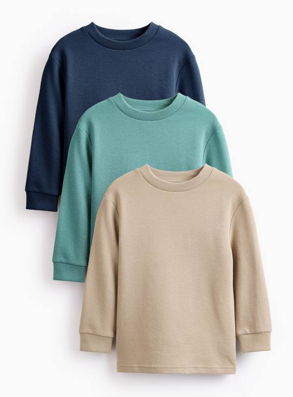 Textured Long Sleeve T-Shirts 3 Pack 4-5 years