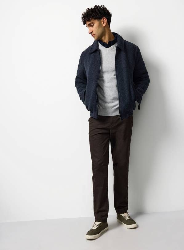 Brown Puppytooth Slim Fit Smart Trousers 38S