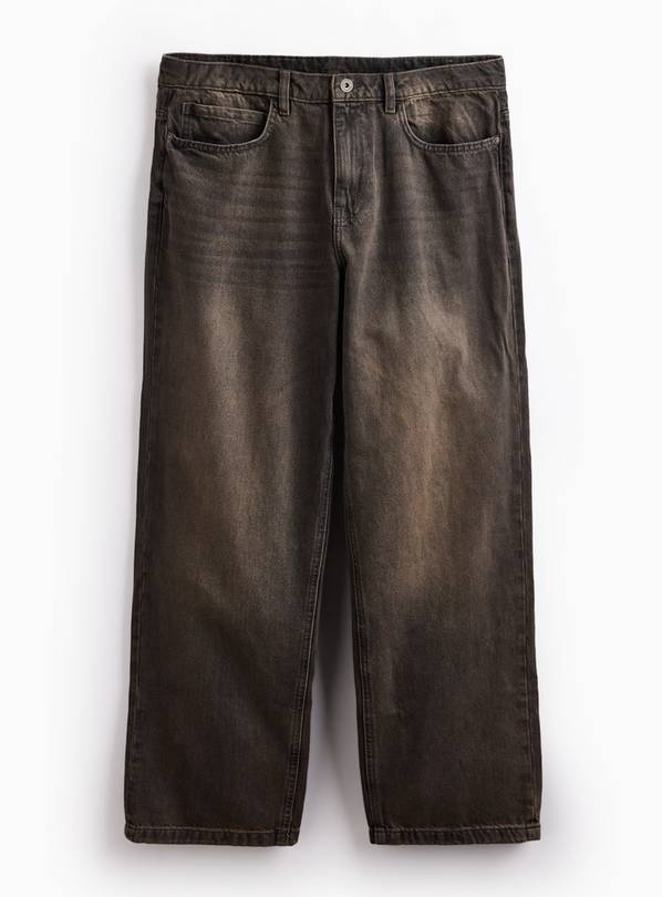 Brown Vintage Washed Denim Relaxed Fit Jeans 32S