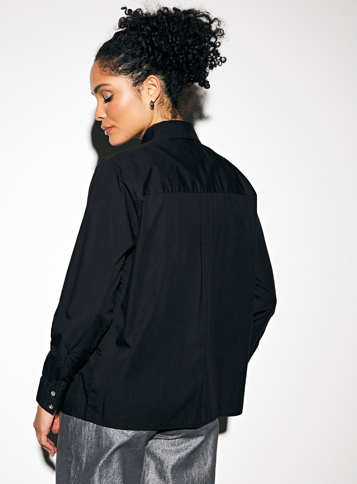 Black Embellished Collar Poplin Shirt 8 - Image 4 thumbnail