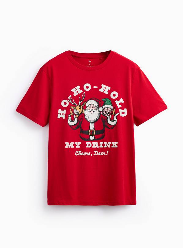 Christmas Ho Ho Hold My Drink Graphic Tee M