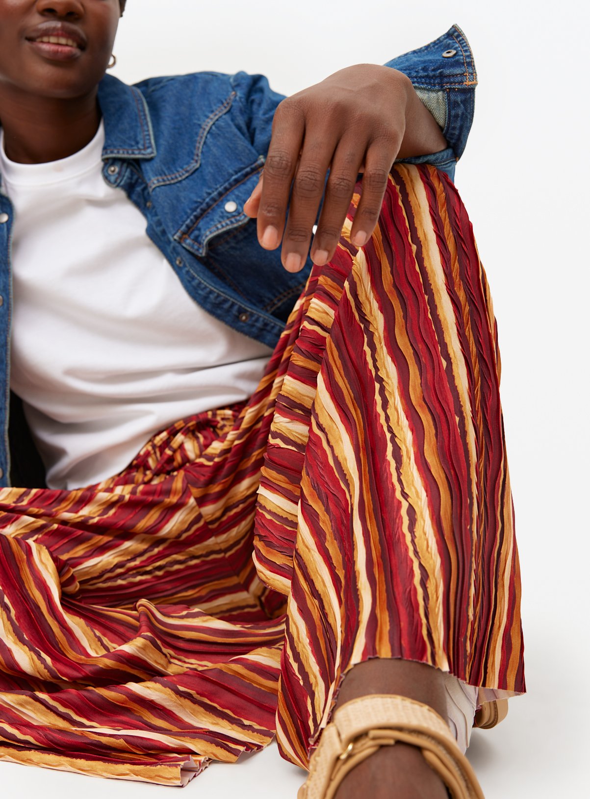 Tonal Striped Wide Leg Plisse Trousers  16 - Image 3 thumbnail
