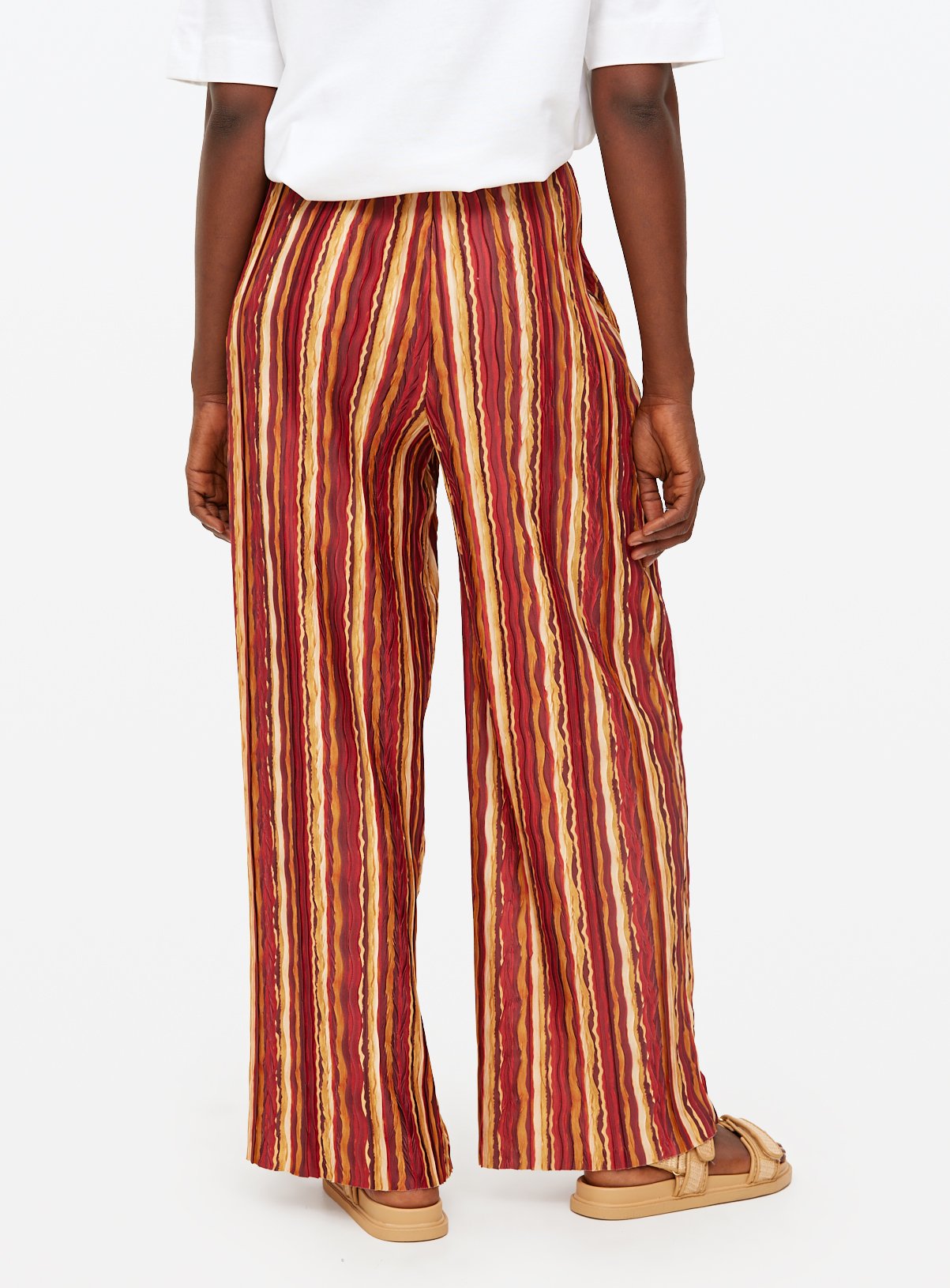 Tonal Striped Wide Leg Plisse Trousers  16 - Image 4 thumbnail