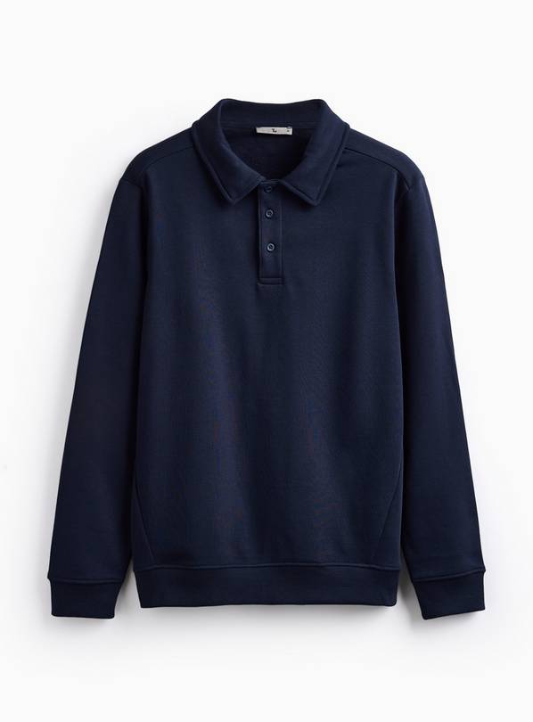 Navy Collared Sweatshirt S