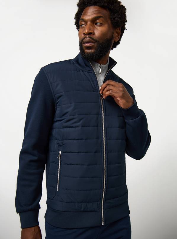 Navy Padded Jersey Sleeve Jacket L