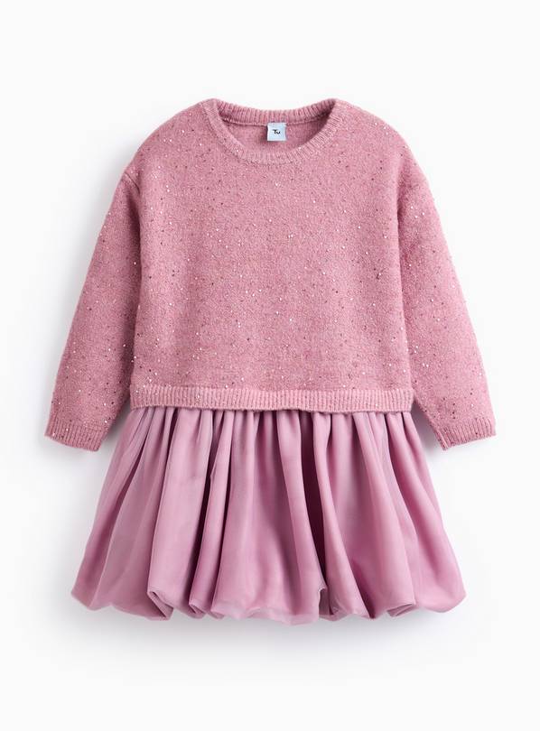 Pink Sparkle Knitted Puffball Dress 1-2 years