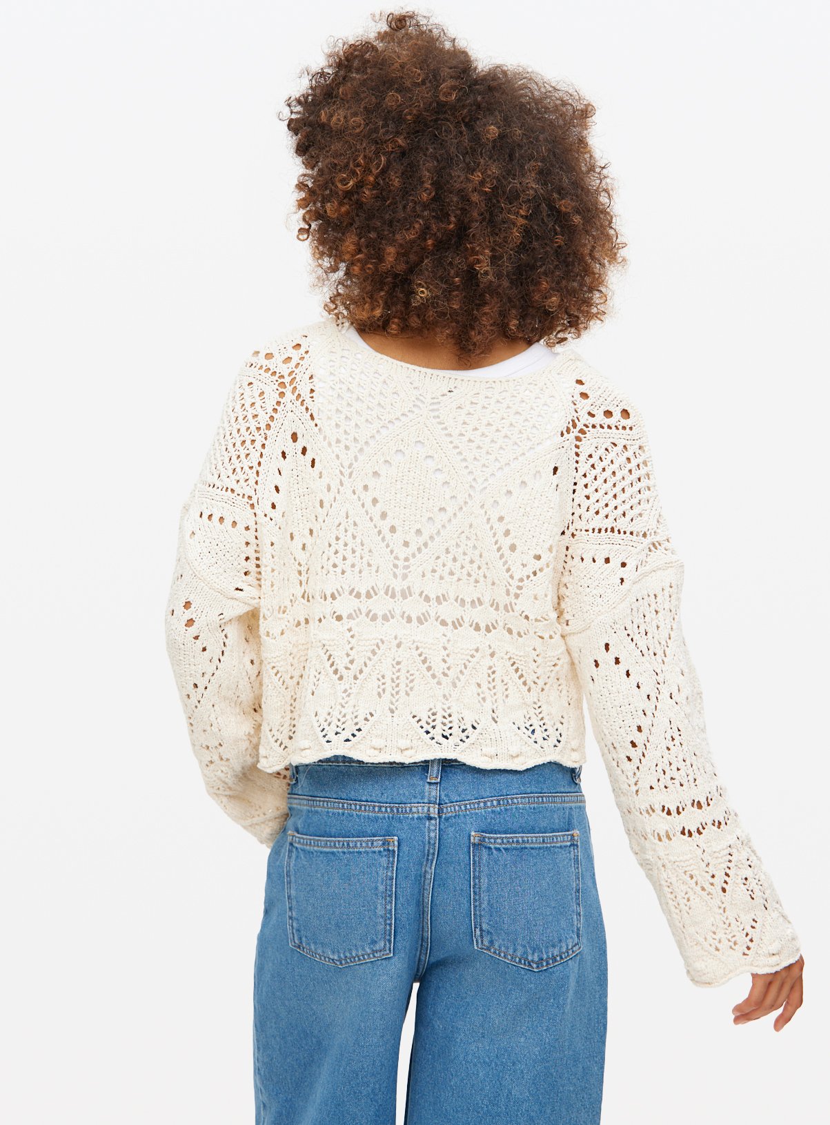 Cream Tie Front Pointelle Cardigan 10 - Image 4 thumbnail