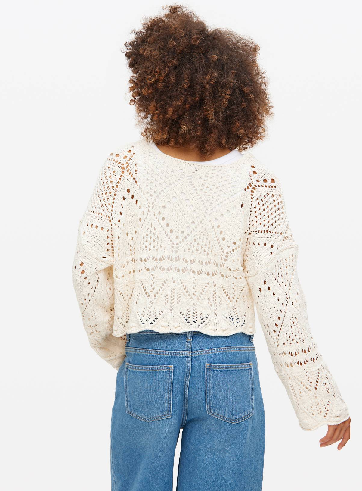 Cream Tie Front Pointelle Cardigan 10 - Image 4