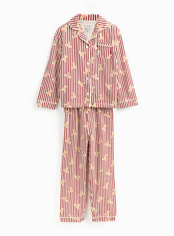 Mini Me Kids' Christmas Burgundy Bear Stripe Printed Traditional Pyjamas 1-2 years