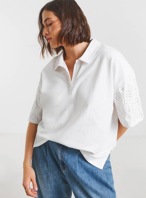 SIMPLY BE Cutwork Sleeve Polo Top 22