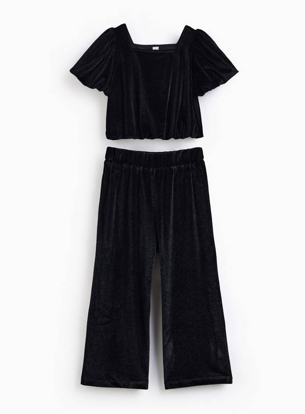 Black Velour Top & Trousers Set 9 years