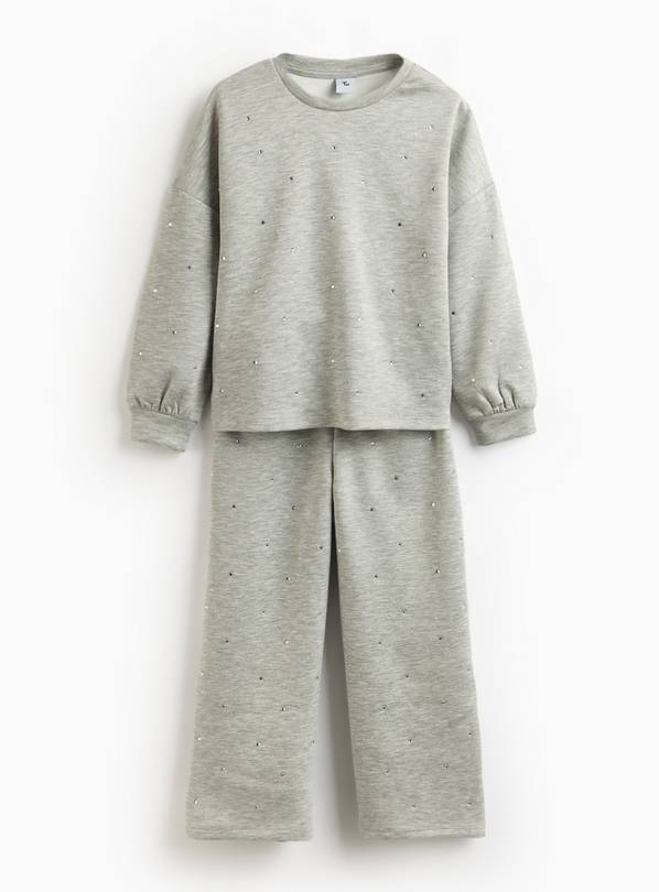 Grey Hotfix Embellished Scuba Sweat Set 9 years