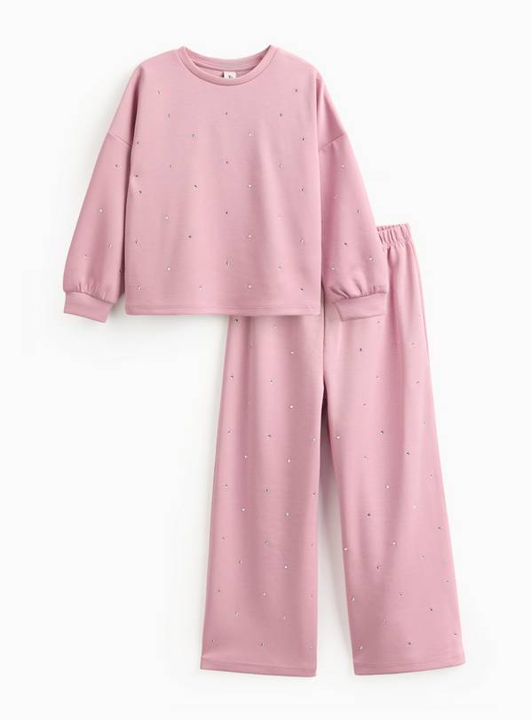Pink Hotfix Embellished Scuba Sweat Set 9 years