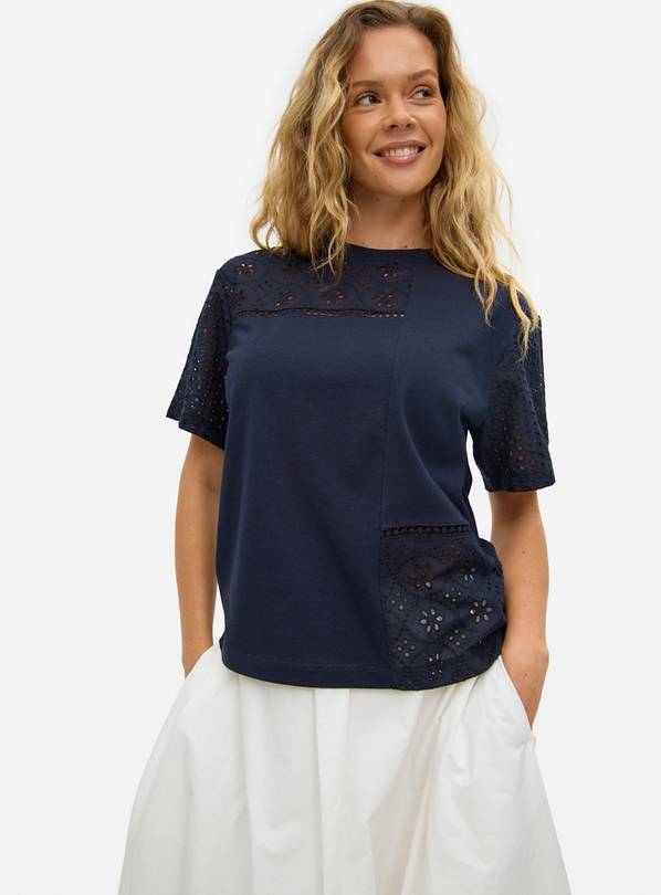 Navy Patchwork Broderie T-Shirt 20