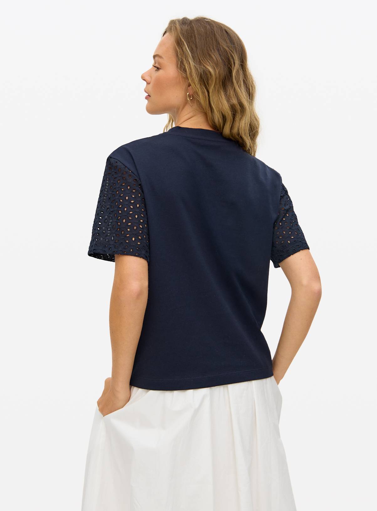 Navy Patchwork Broderie T-Shirt 20 - Image 4