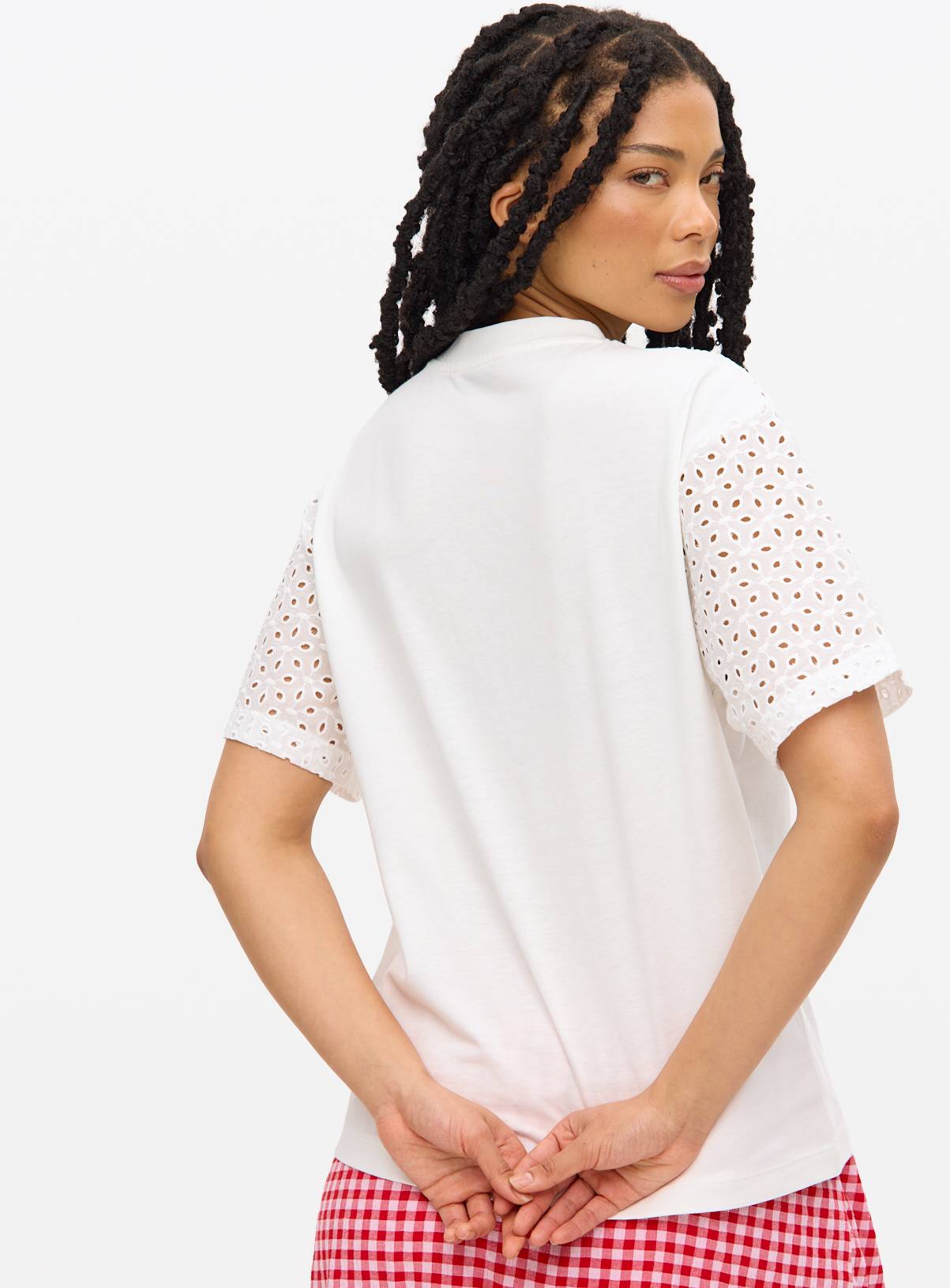White Patchwork Broderie T-Shirt 16 - Image 4