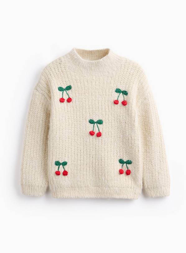 Cream Crochet Cherry Knitted Jumper 11 years