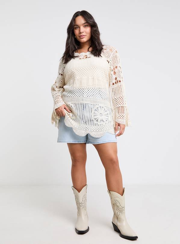 SIMPLY BE Crochet Flared Sleeve Smock Dress 8-10