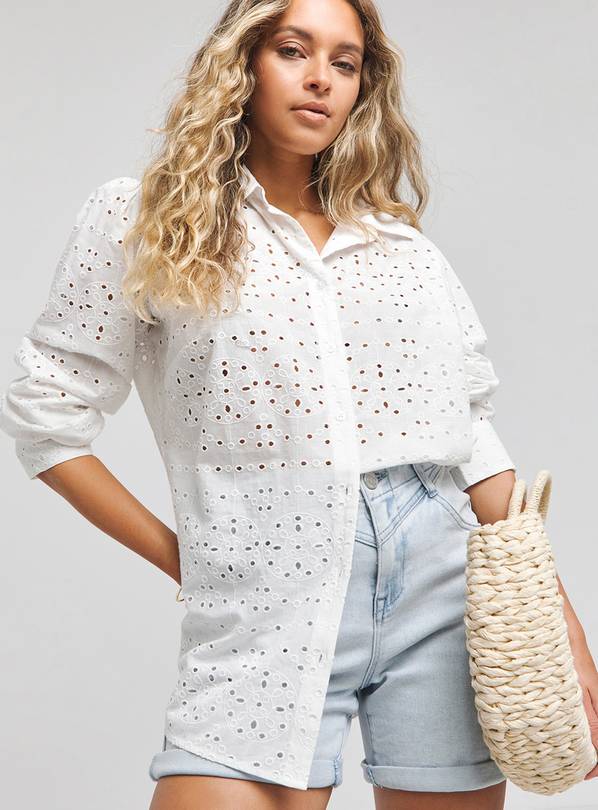 SIMPLY BE White Broderie Shirt 22