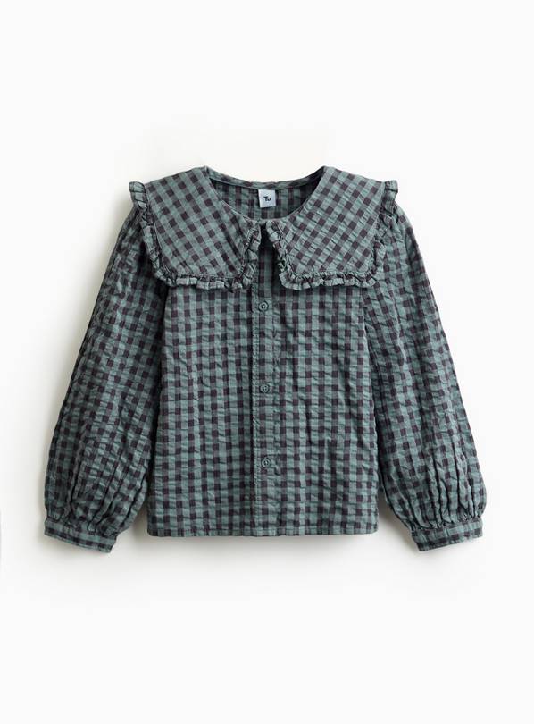 Blue Check Printed Collared Shirt 9 years