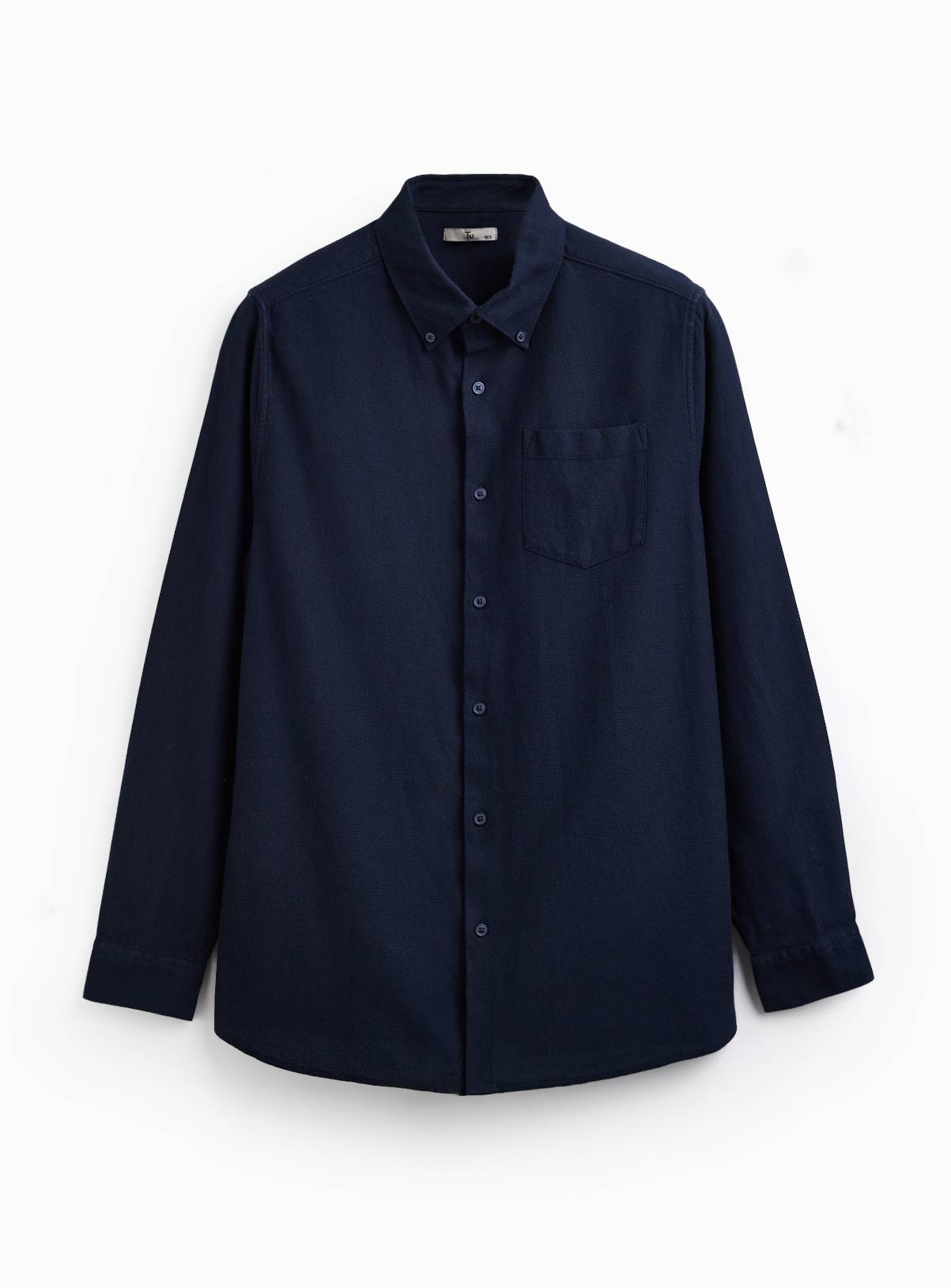 Blue Jacquard Texture Regular Fit Long Sleeve Shirt 17 - Image 3