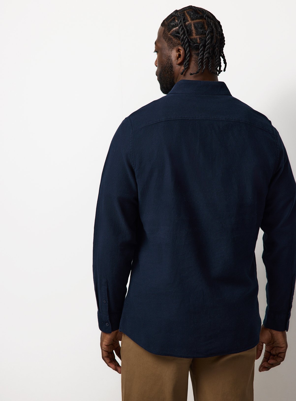Blue Jacquard Texture Regular Fit Long Sleeve Shirt 17 - Image 5 thumbnail