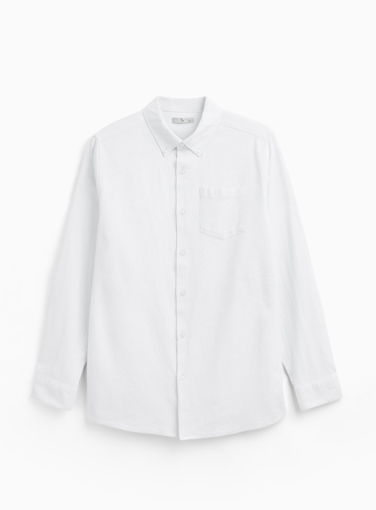 Men's White Jacquard Texture Regular Fit Long Sleeve Shirt