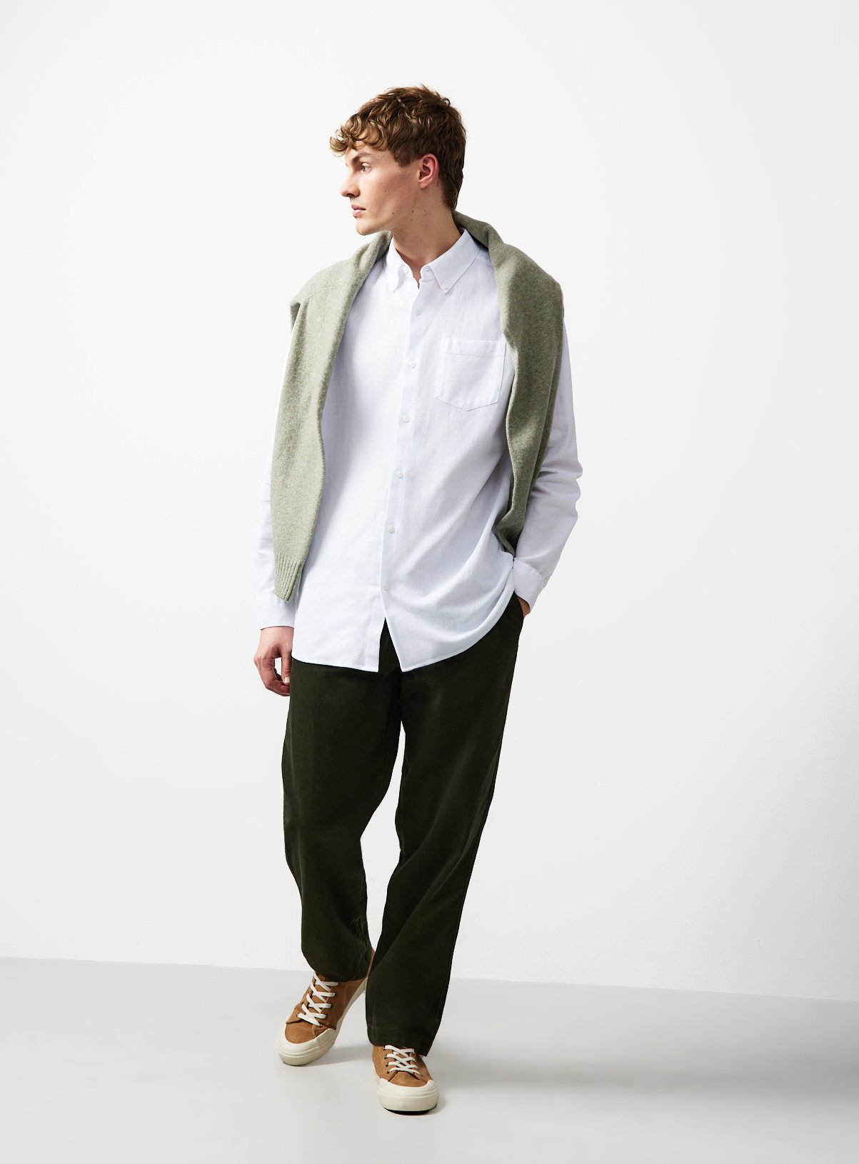 White Jacquard Texture Regular Fit Long Sleeve Shirt 16 - Image 2 thumbnail