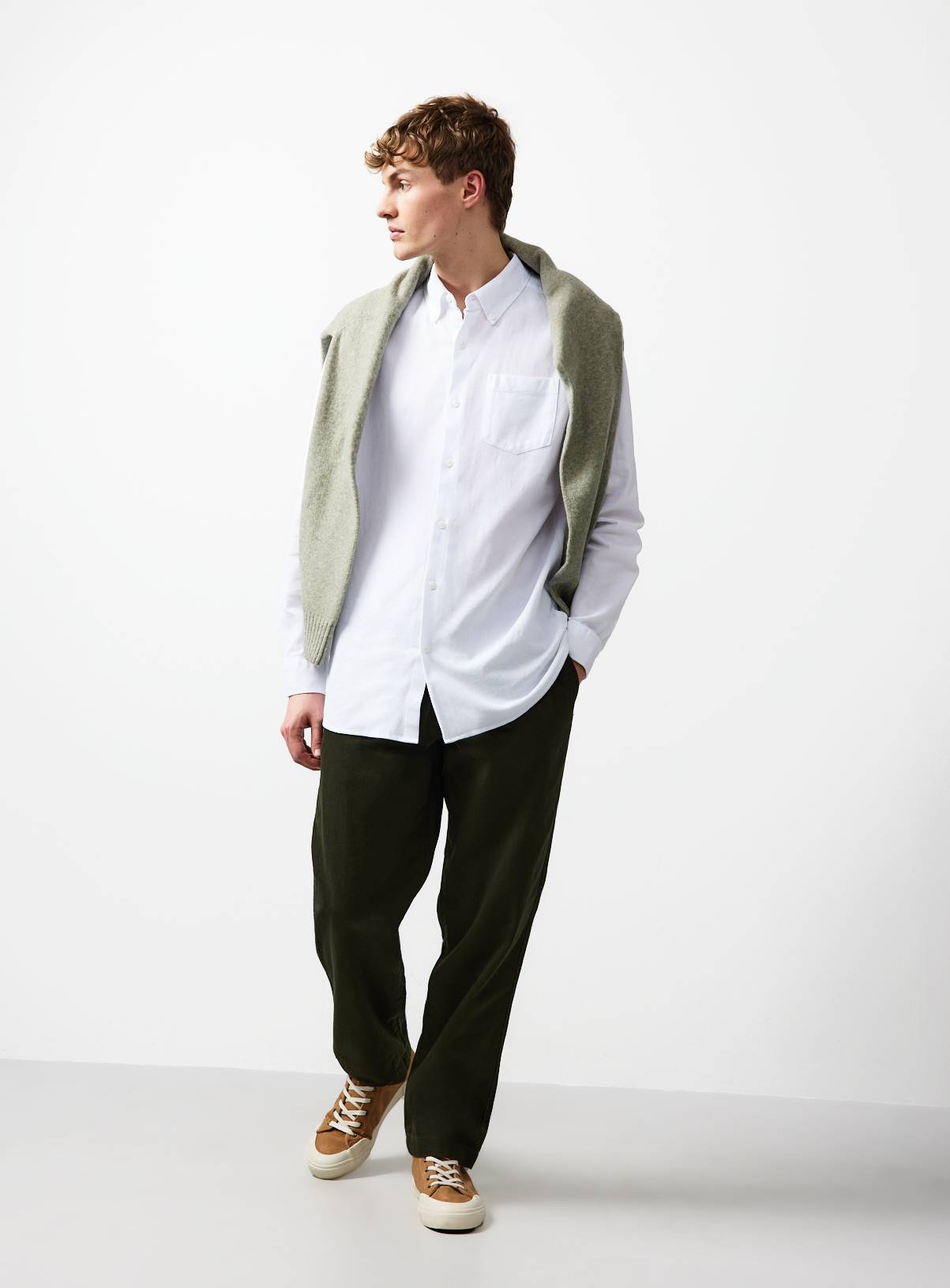 White Jacquard Texture Regular Fit Long Sleeve Shirt 16 - Image 2