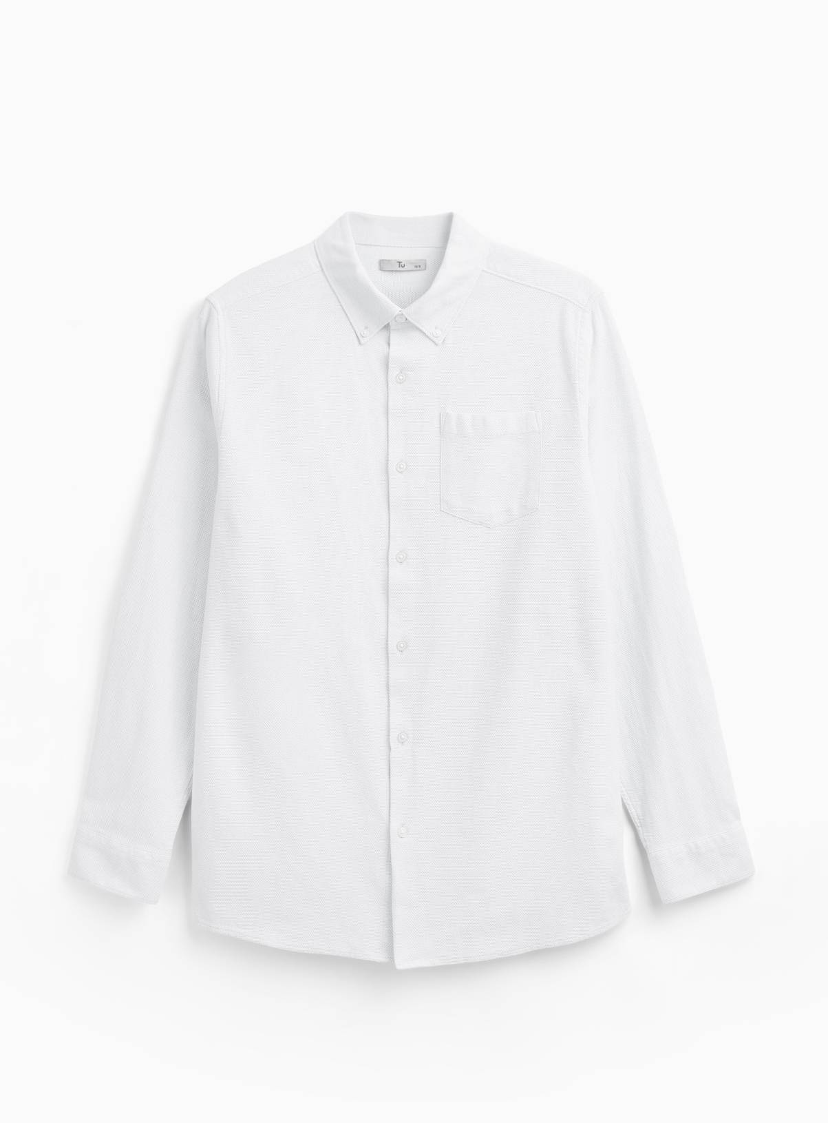 White Jacquard Texture Regular Fit Long Sleeve Shirt 16 - Image 3