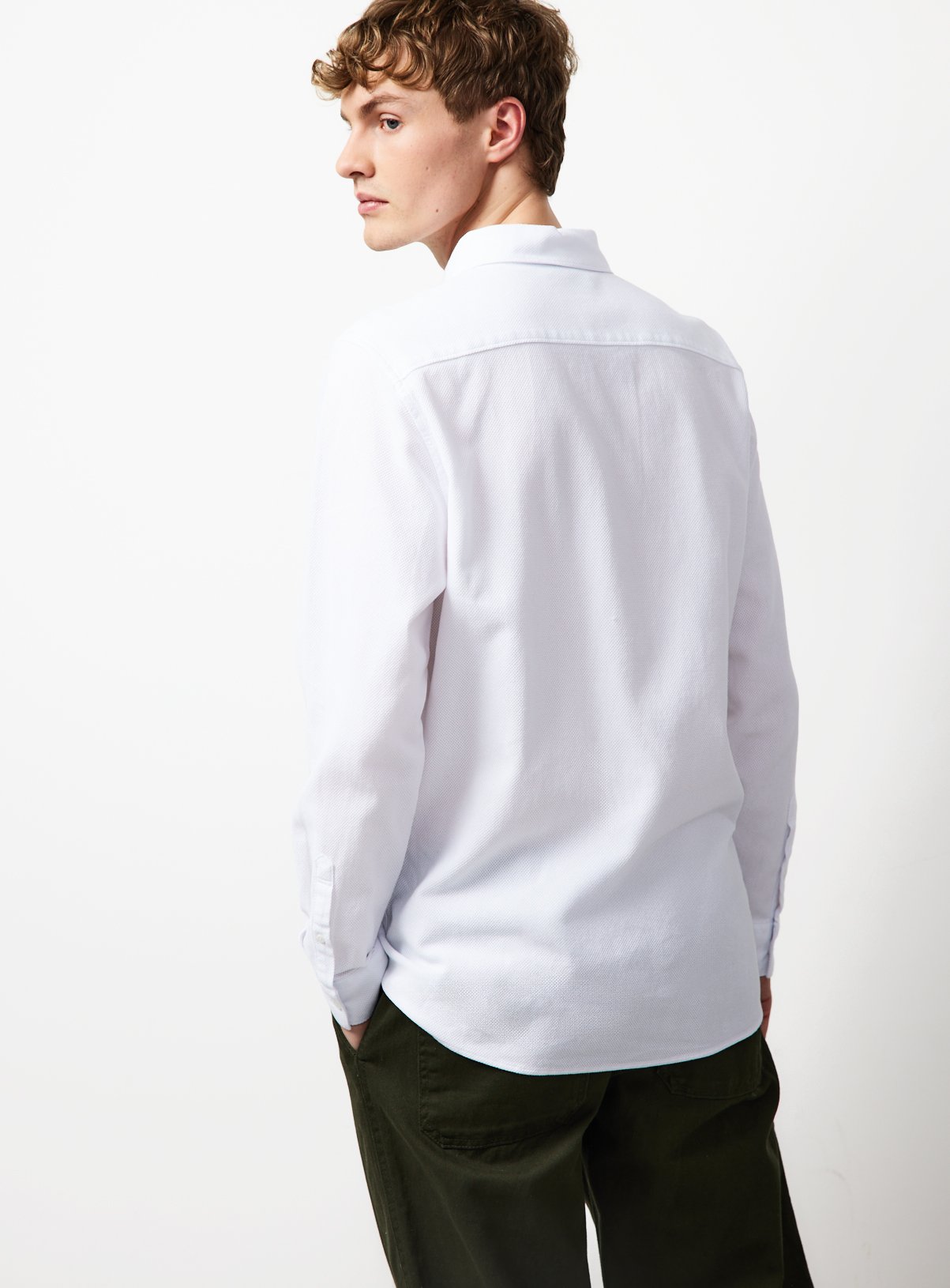 White Jacquard Texture Regular Fit Long Sleeve Shirt 16 - Image 5 thumbnail