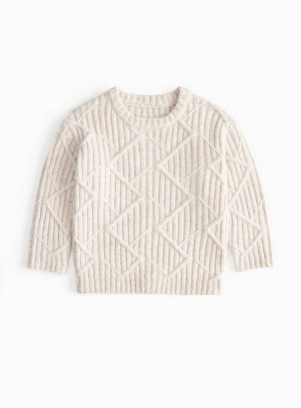 Oatmeal Textured Cable Knit Jumper 1-2 years