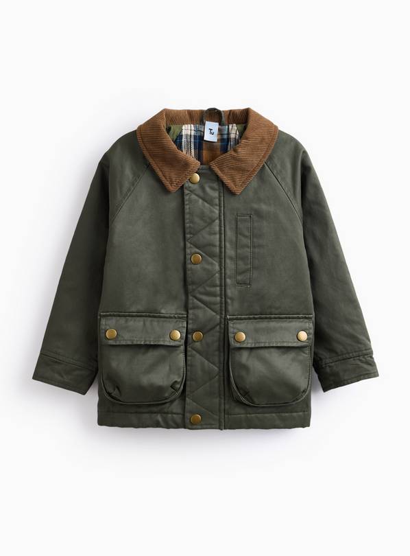 Khaki Corduroy Collar Wax Barn Jacket 2-3 years