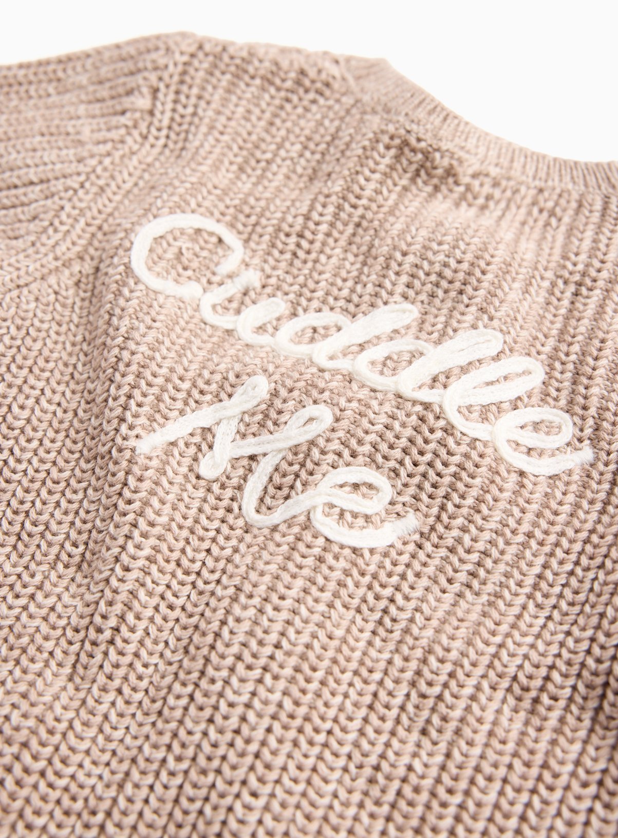 Oatmeal Knitted Cuddle Me Slogan Cardigan 6-9 months - Image 2 thumbnail