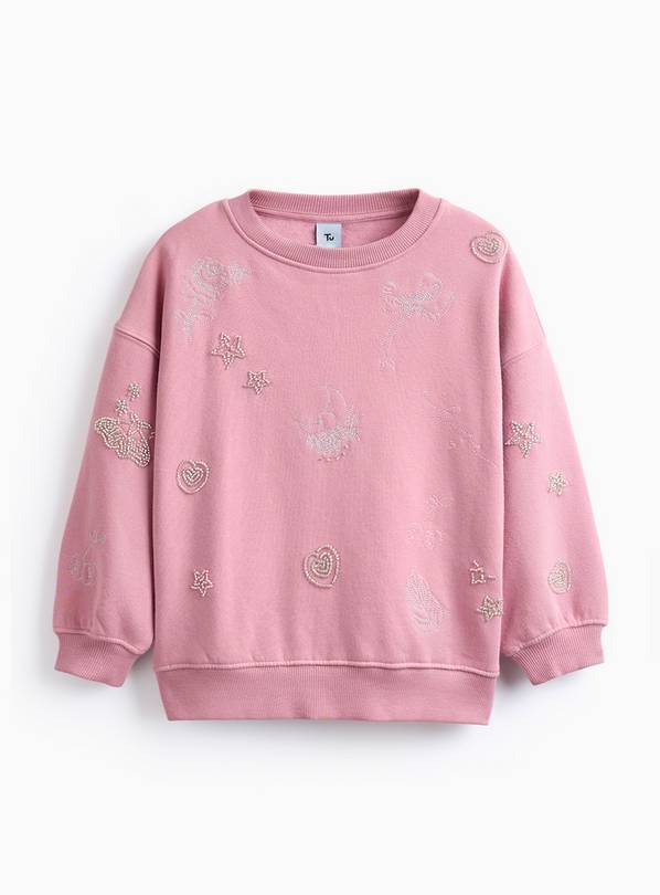 Pink Embellished Crew Neck Sweatshirt 7 years